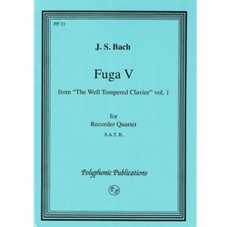 Bach, JS Fuga V, from "The Well-Tempered Clavier" Vol. 1 (Sc+P)